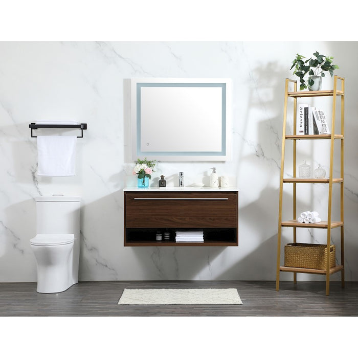 Elegant Kitchen/Bath Roman 40" Single Bathroom Vanity, Walnut