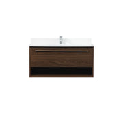 Elegant Roman 40" Single Bathroom Vanity, Walnut/Backsplash - VF43540MWT-BS