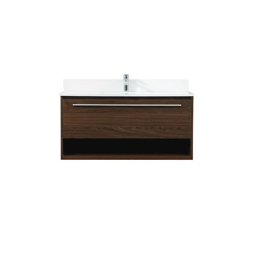 Elegant Roman 40" Single Bathroom Vanity, Walnut/Backsplash - VF43540MWT-BS