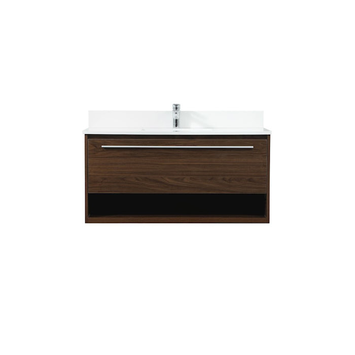 Elegant Roman 40" Single Bathroom Vanity, Walnut/Backsplash - VF43540MWT-BS