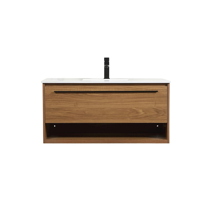 Elegant Kitchen/Bath Roman 40" Single Bathroom Vanity, Walnut Brown - VF43540WB