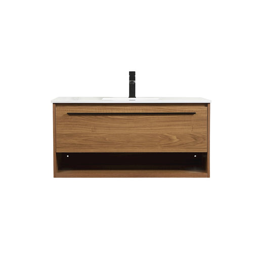 Elegant Kitchen/Bath Roman 40" Single Bathroom Vanity, Walnut Brown - VF43540WB