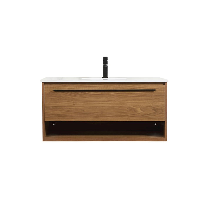 Elegant Kitchen/Bath Roman 40" Single Bathroom Vanity, Walnut Brown - VF43540WB