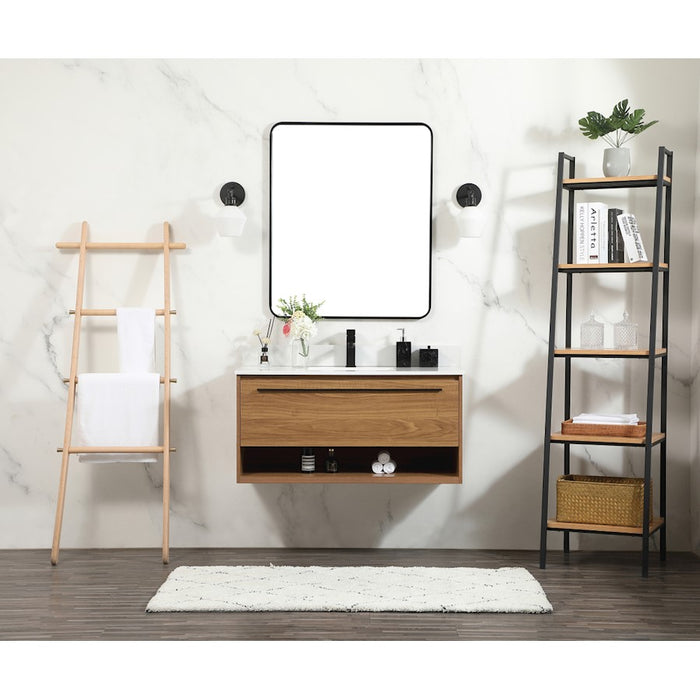 Elegant Kitchen/Bath Roman 40" Single Bathroom Vanity, Walnut Brown