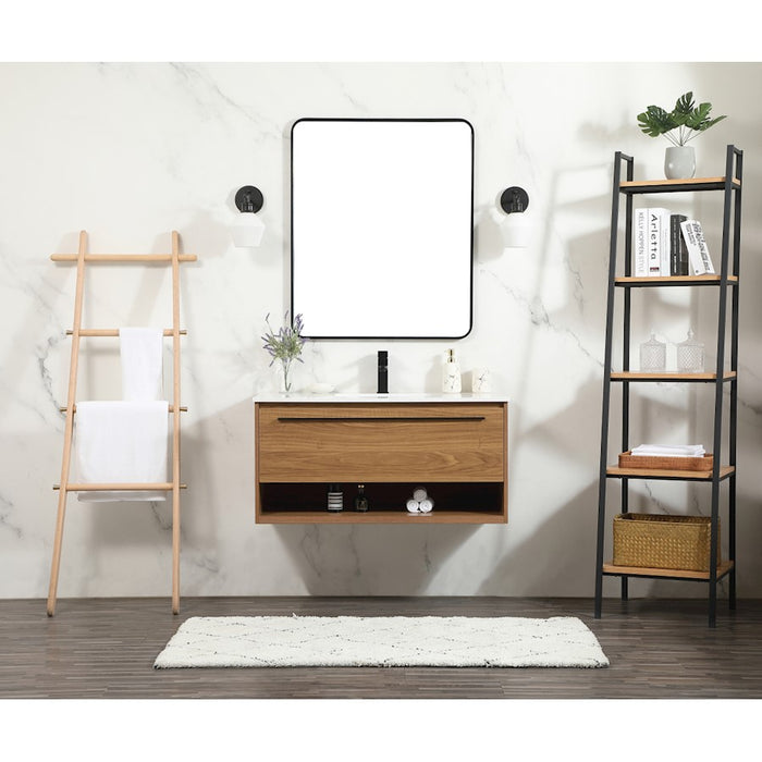 Elegant Kitchen/Bath Roman 40" Single Bathroom Vanity, Walnut Brown