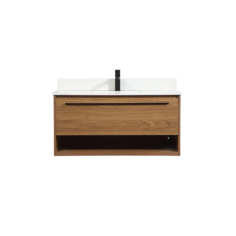 Elegant Roman 40" Single Bathroom Vanity, Walnut Brown/Backsplash - VF43540WB-BS