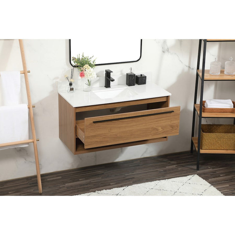 Elegant Roman 40" Single Bathroom Vanity, Walnut Brown/Backsplash