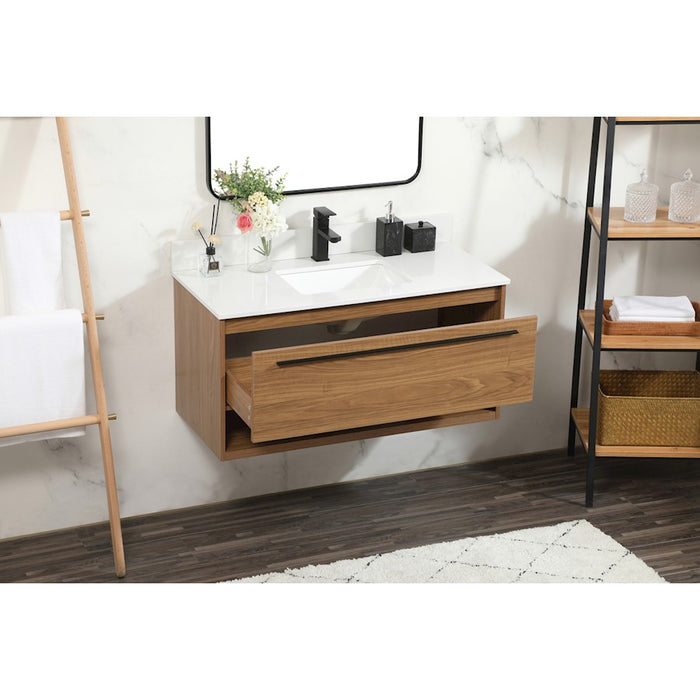 Elegant Roman 40" Single Bathroom Vanity, Walnut Brown/Backsplash
