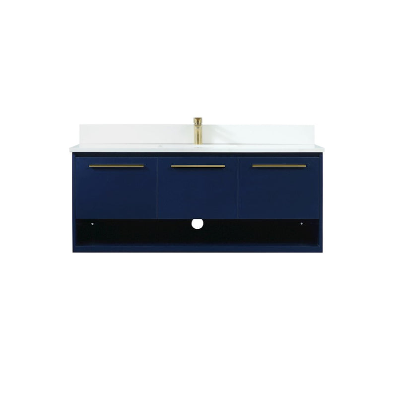 Elegant Roman 48" Single Bathroom Vanity, Blue/Backsplash - VF43548MBL-BS