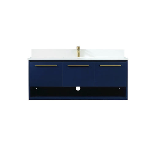 Elegant Roman 48" Single Bathroom Vanity, Blue/Backsplash - VF43548MBL-BS