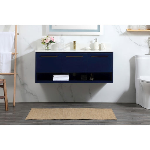 Elegant Roman 48" Single Bathroom Vanity, Blue/Backsplash