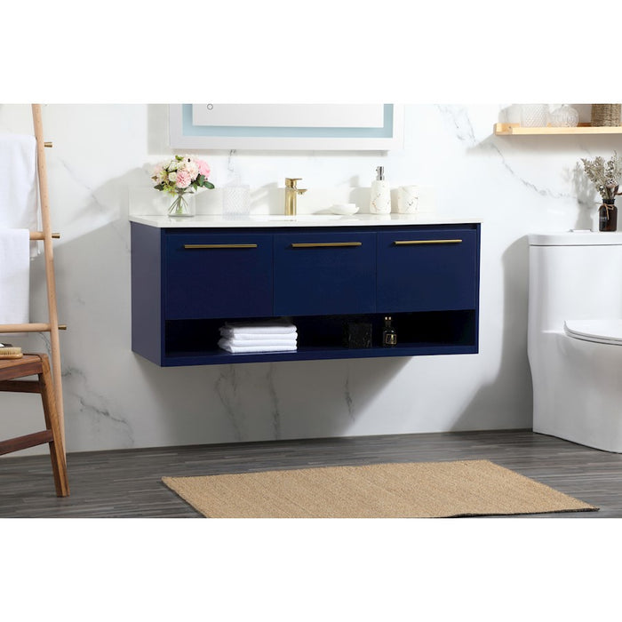 Elegant Roman 48" Single Bathroom Vanity, Blue/Backsplash