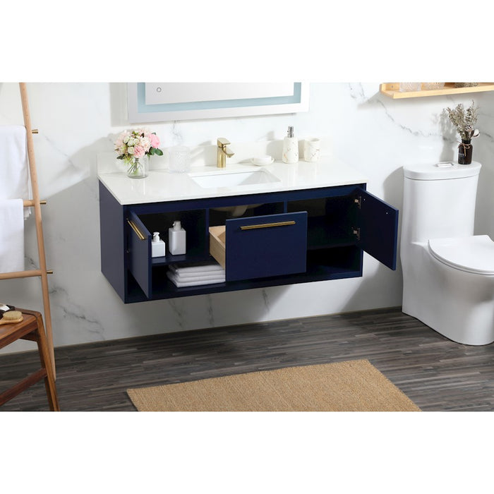 Elegant Roman 48" Single Bathroom Vanity, Blue/Backsplash