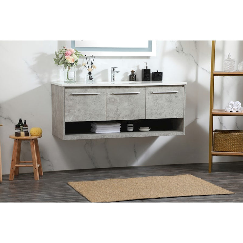 Elegant Roman 48" Single Bathroom Vanity, Concrete Grey