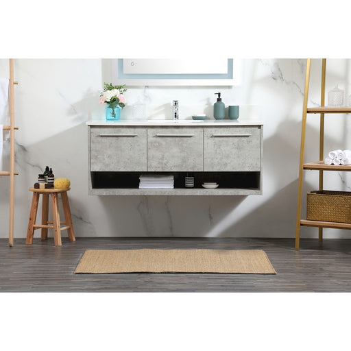 Elegant Roman 48" Single Vanity, Concrete Grey/Backsplash