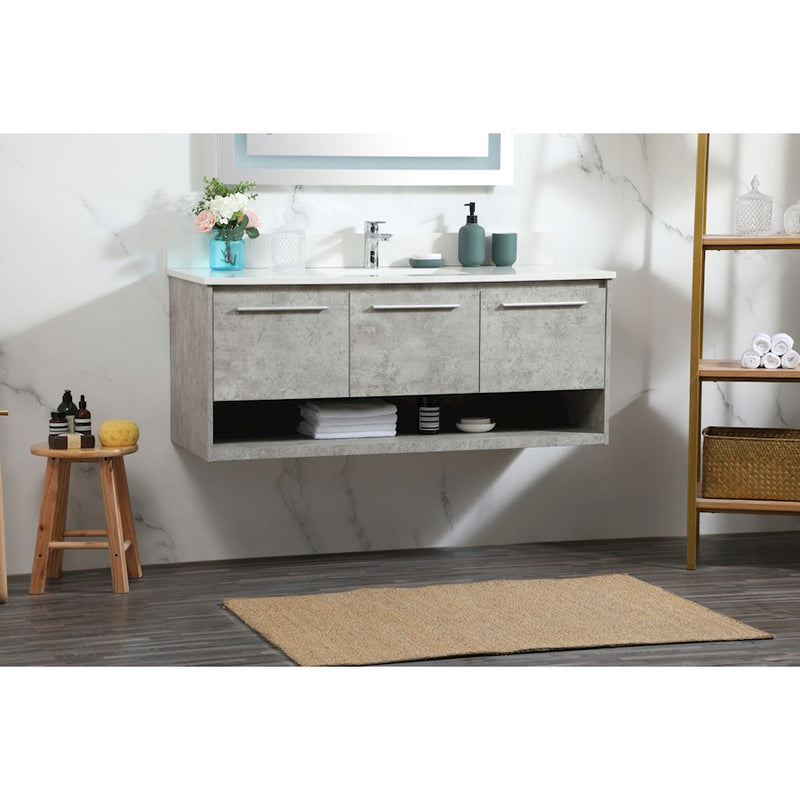 Elegant Roman 48" Single Vanity, Concrete Grey/Backsplash