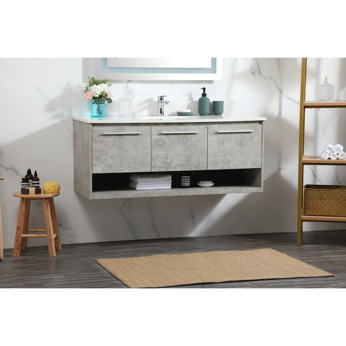 Elegant Roman 48" Single Vanity, Concrete Grey/Backsplash