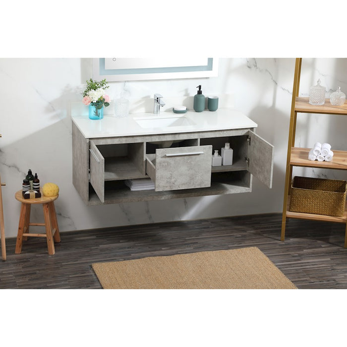 Elegant Roman 48" Single Vanity, Concrete Grey/Backsplash