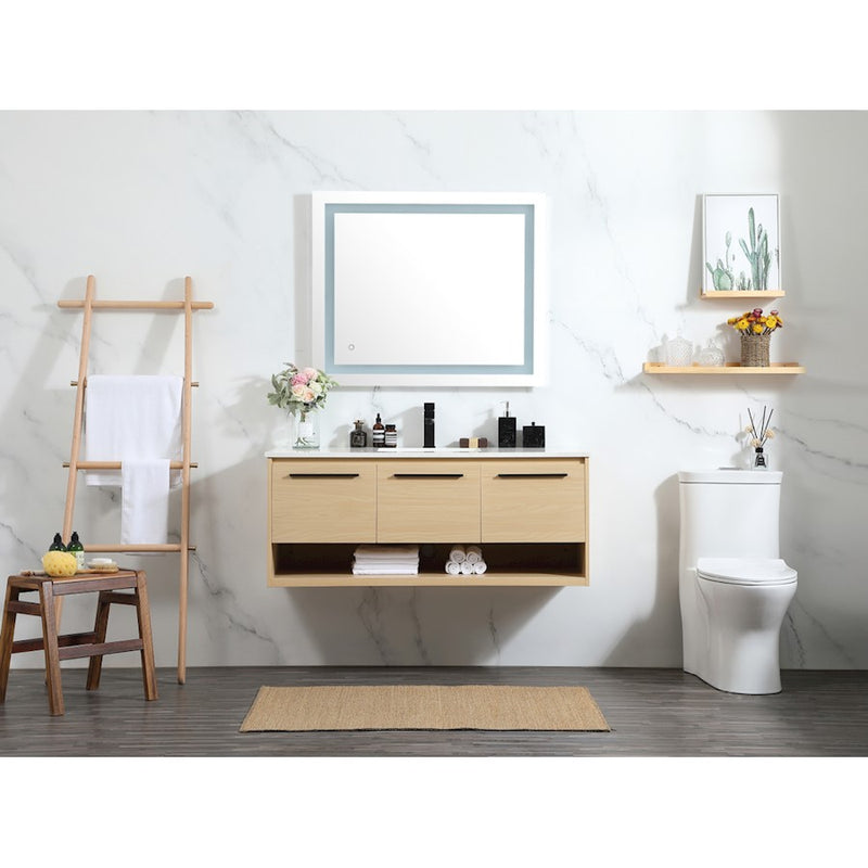 Elegant Roman 48" Single Vanity, Concrete Grey/Backsplash