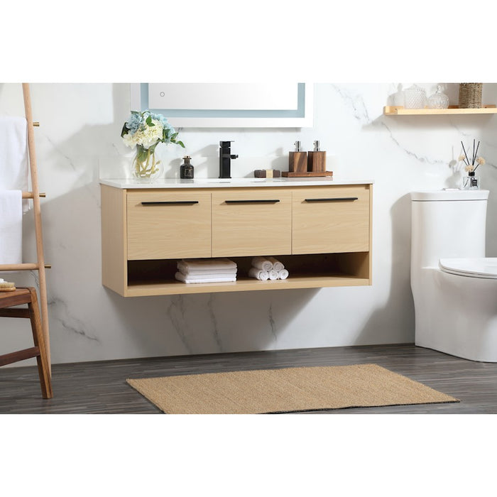 Elegant Roman 48" Single Bathroom Vanity, Maple/Backsplash