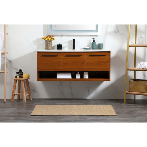 Elegant Kitchen/Bath Roman 48" Single Bathroom Vanity, Teak