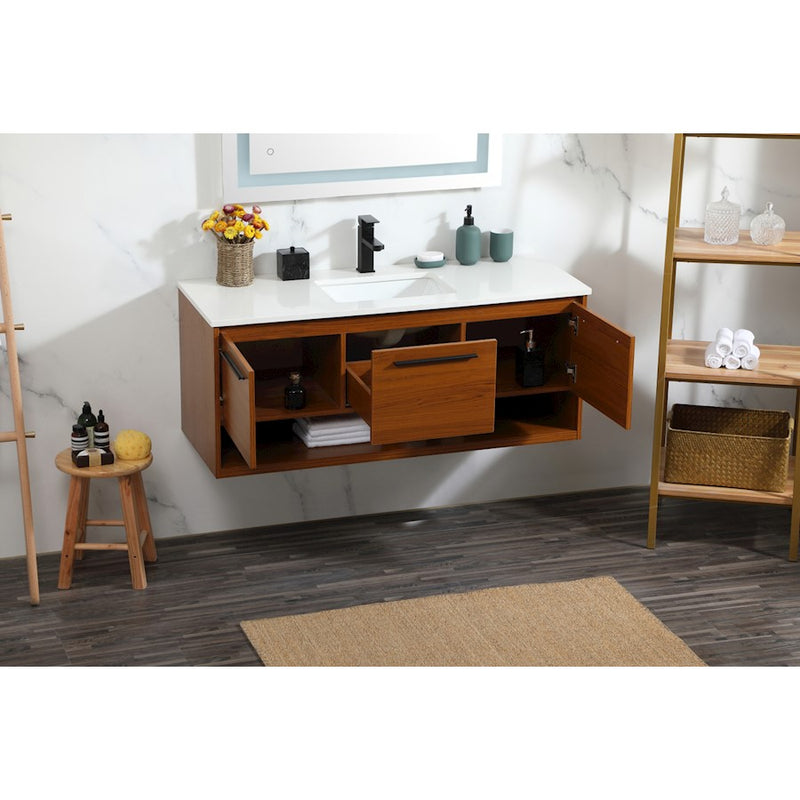 Elegant Kitchen/Bath Roman 48" Single Bathroom Vanity, Teak