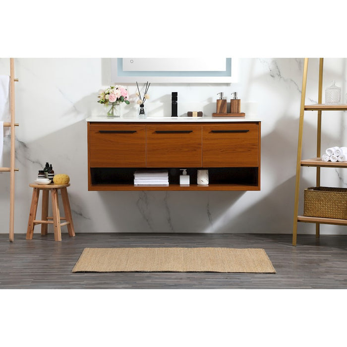 Elegant Roman 48" Single Bathroom Vanity, Teak/Backsplash