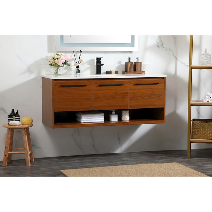 Elegant Roman 48" Single Bathroom Vanity, Teak/Backsplash