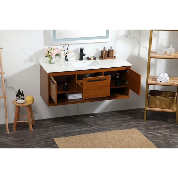 Elegant Roman 48" Single Bathroom Vanity, Teak/Backsplash