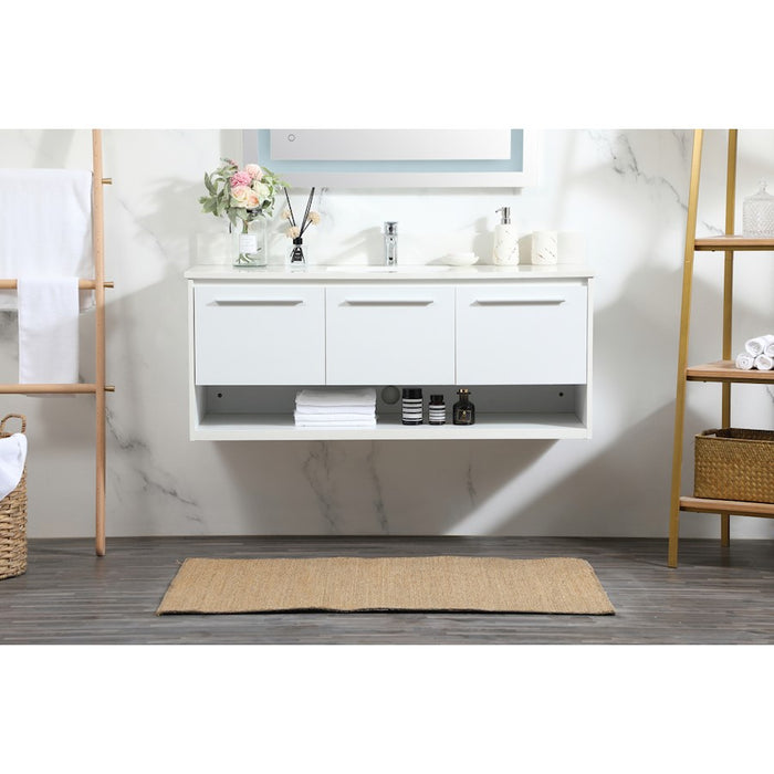 Elegant Roman 48" Single Bathroom Vanity, White/Backsplash