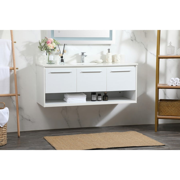 Elegant Roman 48" Single Bathroom Vanity, White/Backsplash
