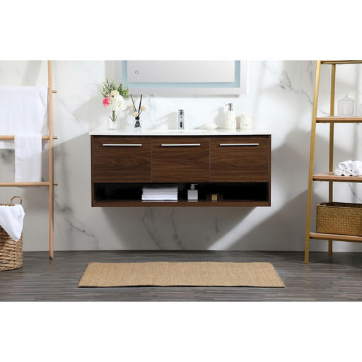 Elegant Kitchen/Bath Roman 48" Single Bathroom Vanity, Walnut