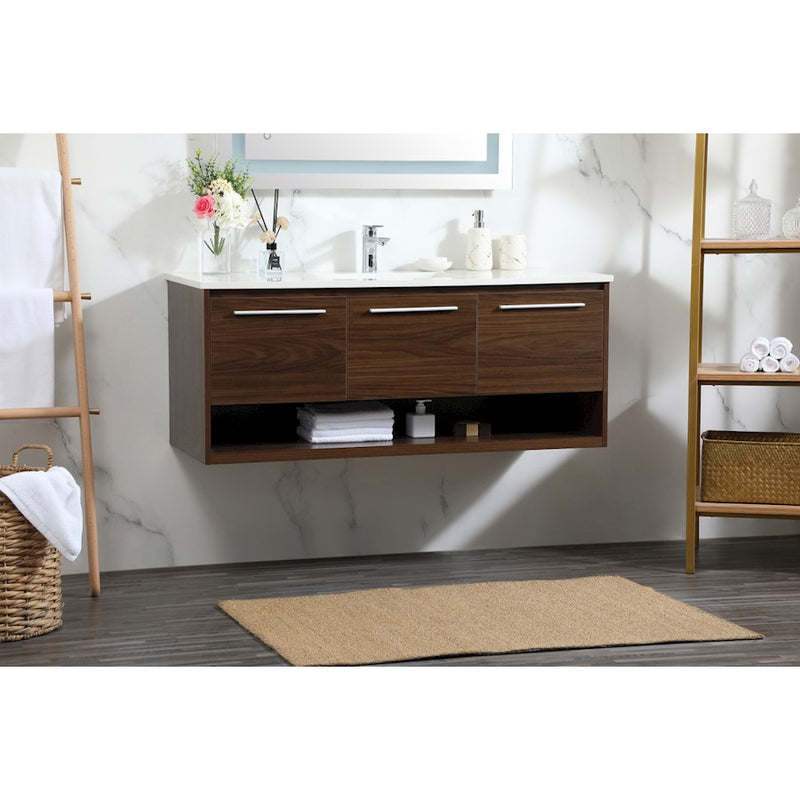 Elegant Kitchen/Bath Roman 48" Single Bathroom Vanity, Walnut