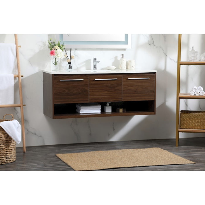 Elegant Kitchen/Bath Roman 48" Single Bathroom Vanity, Walnut