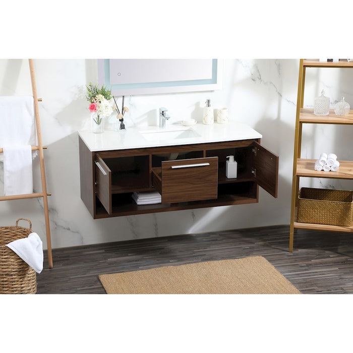 Elegant Kitchen/Bath Roman 48" Single Bathroom Vanity, Walnut
