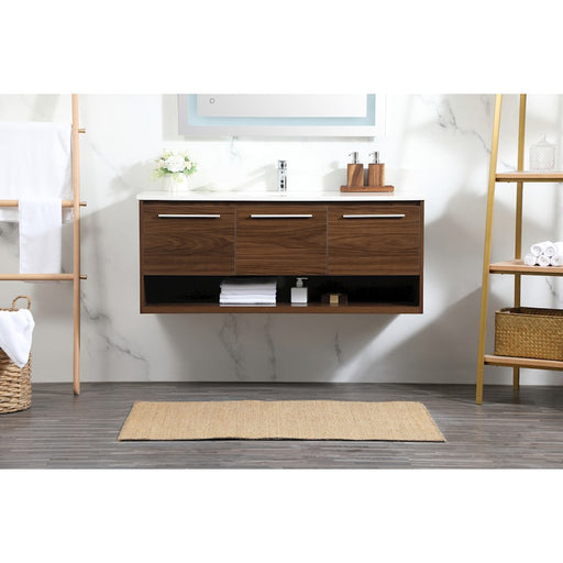 Elegant Roman 48" Single Bathroom Vanity, Walnut/Backsplash