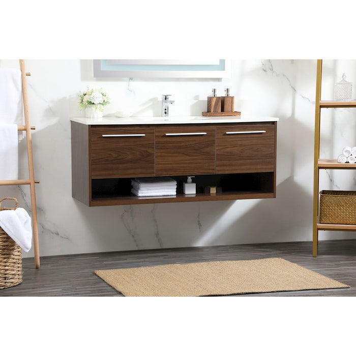Elegant Roman 48" Single Bathroom Vanity, Walnut/Backsplash