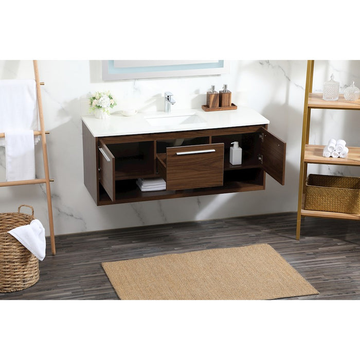 Elegant Roman 48" Single Bathroom Vanity, Walnut/Backsplash