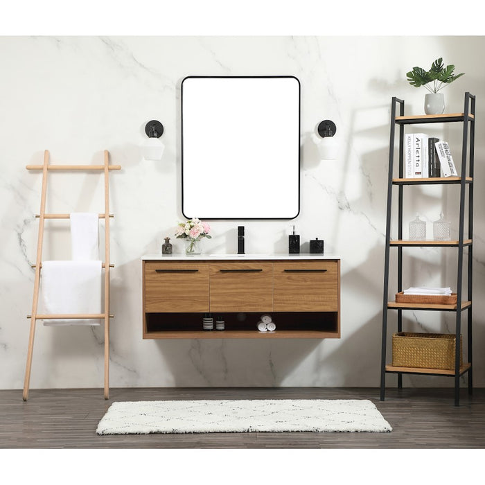 Elegant Roman 48" Single Bathroom Vanity, Walnut/Backsplash