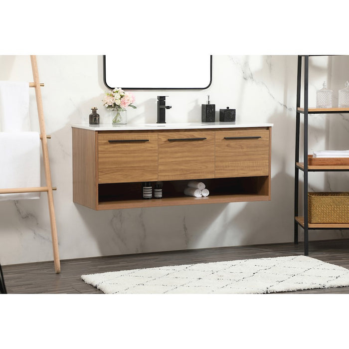 Elegant Kitchen/Bath Roman 48" Single Bathroom Vanity, Walnut Brown