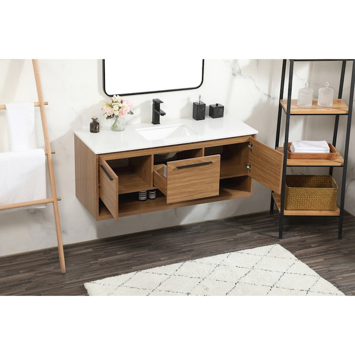 Elegant Kitchen/Bath Roman 48" Single Bathroom Vanity, Walnut Brown
