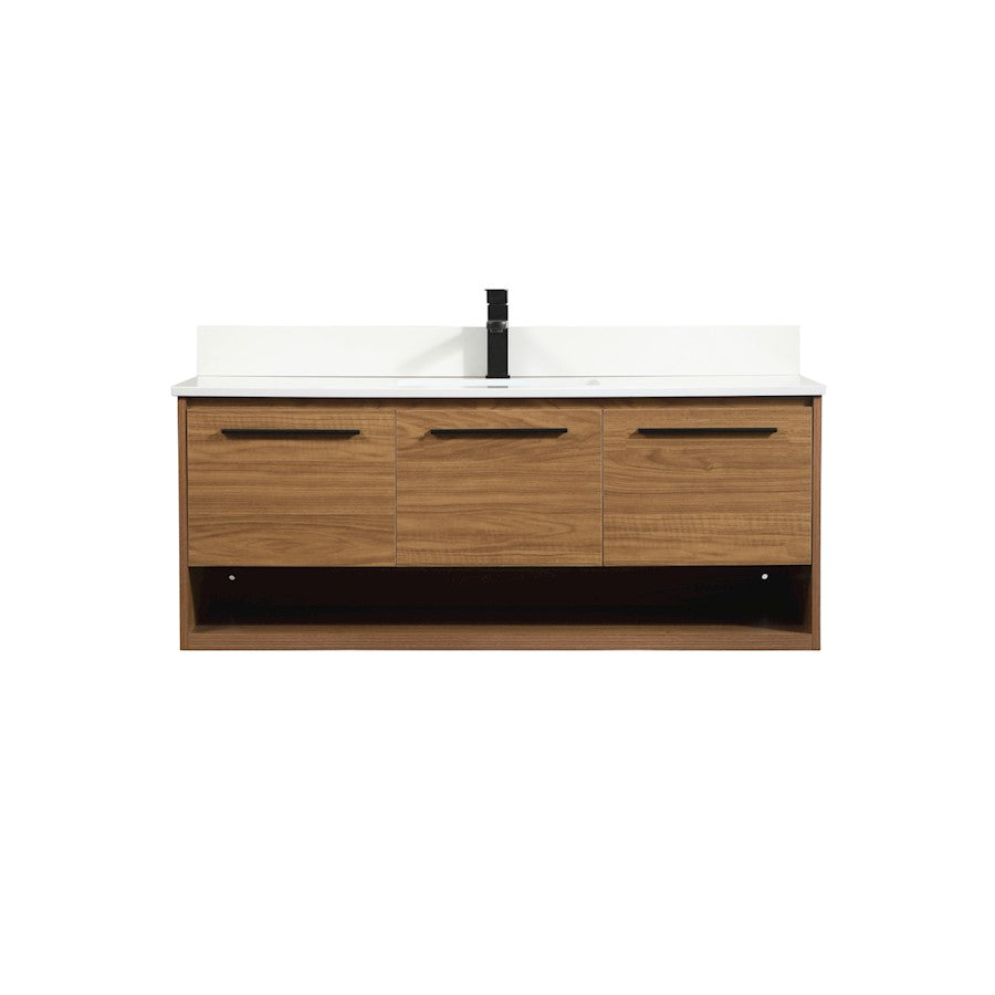 Elegant Roman 48" Single Bathroom Vanity, Walnut Brown/Backsplash - VF43548WB-BS