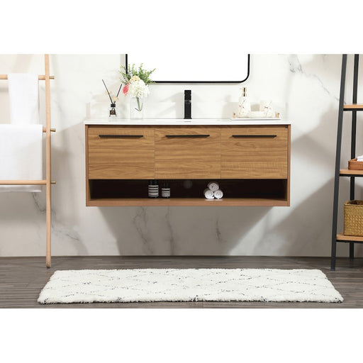 Elegant Roman 48" Single Bathroom Vanity, Walnut Brown/Backsplash