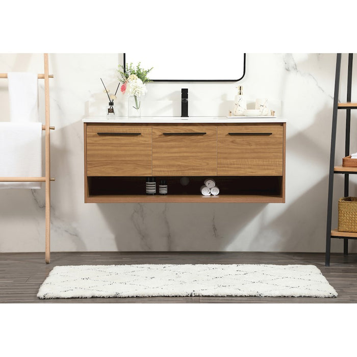 Elegant Roman 48" Single Bathroom Vanity, Walnut Brown/Backsplash