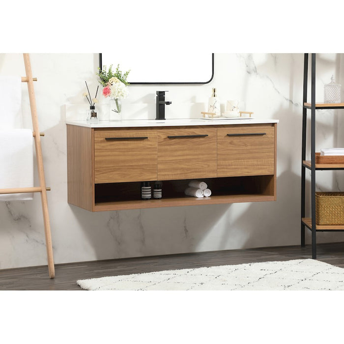 Elegant Roman 48" Single Bathroom Vanity, Walnut Brown/Backsplash