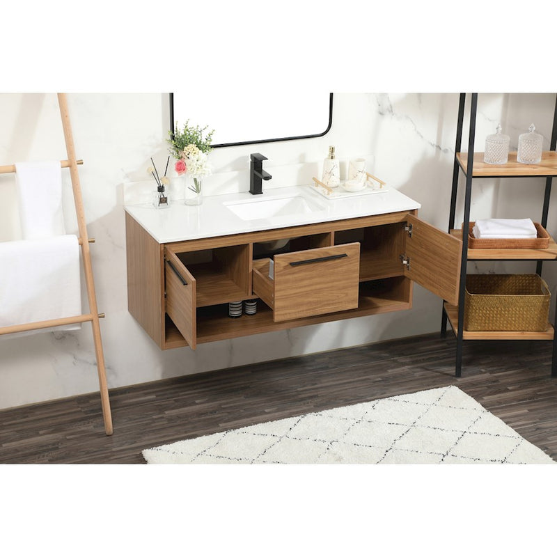 Elegant Roman 48" Single Bathroom Vanity, Walnut Brown/Backsplash