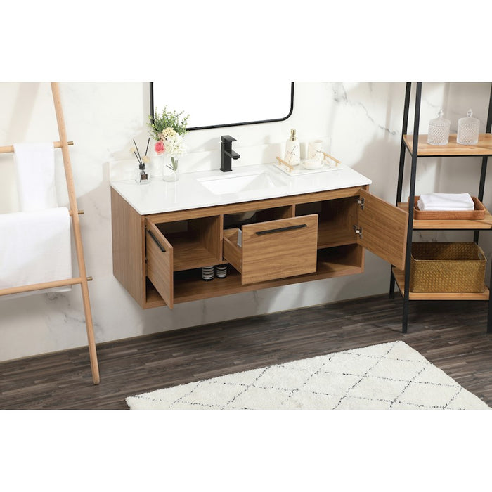 Elegant Roman 48" Single Bathroom Vanity, Walnut Brown/Backsplash