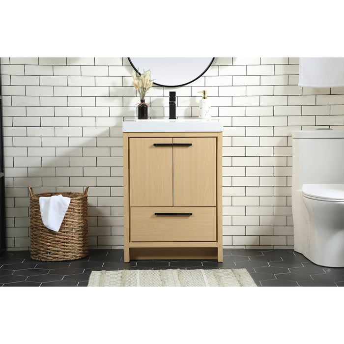 Elegant Kitchen/Bath Wyatt 24" Single Bathroom Vanity, Maple
