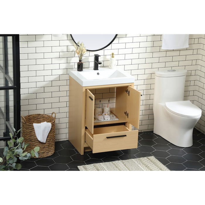 Elegant Kitchen/Bath Wyatt 24" Single Bathroom Vanity, Maple