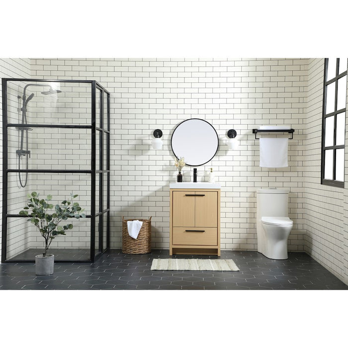 Elegant Kitchen/Bath Wyatt 24" Single Bathroom Vanity, Maple